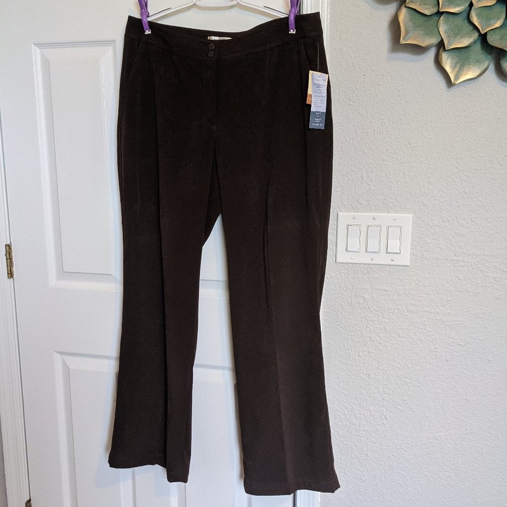 NWT | COLDWATER CREEK Moleskin Work Pants |14 | Straight Legs | Espresso